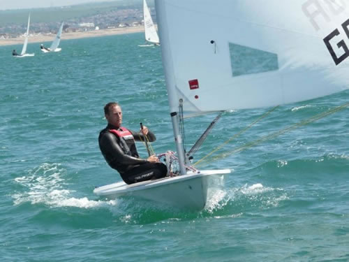 Jon sailing downwind.