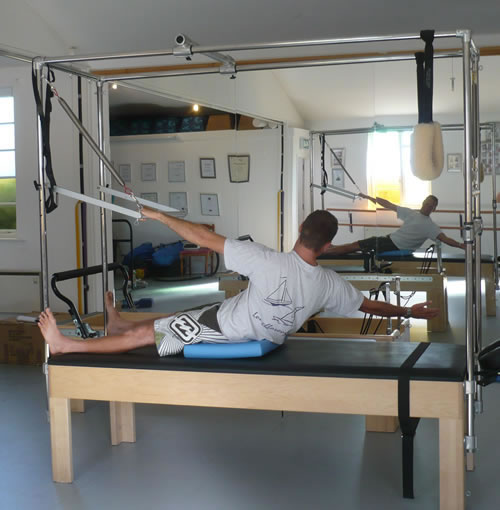 Jon doing Pilates at the Weymouth Pilates Centre